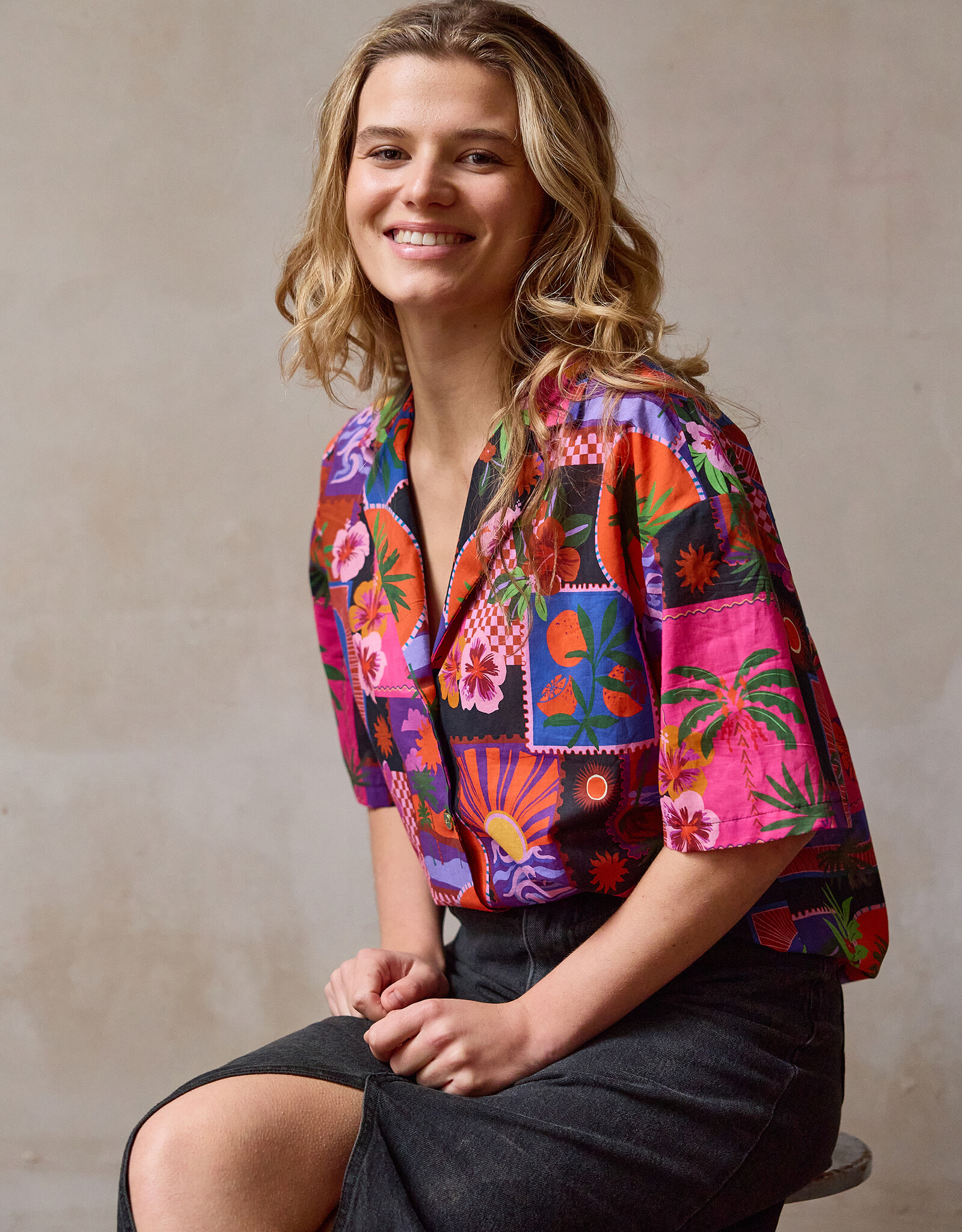 Atelier Jupe Fijne katoen - Kleurrijk patchwork