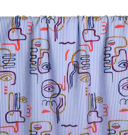 Atelier Jupe Viscose met witte en blauwe grafische textuur