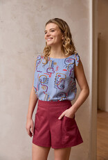 Atelier Jupe Viscose met witte en blauwe grafische textuur