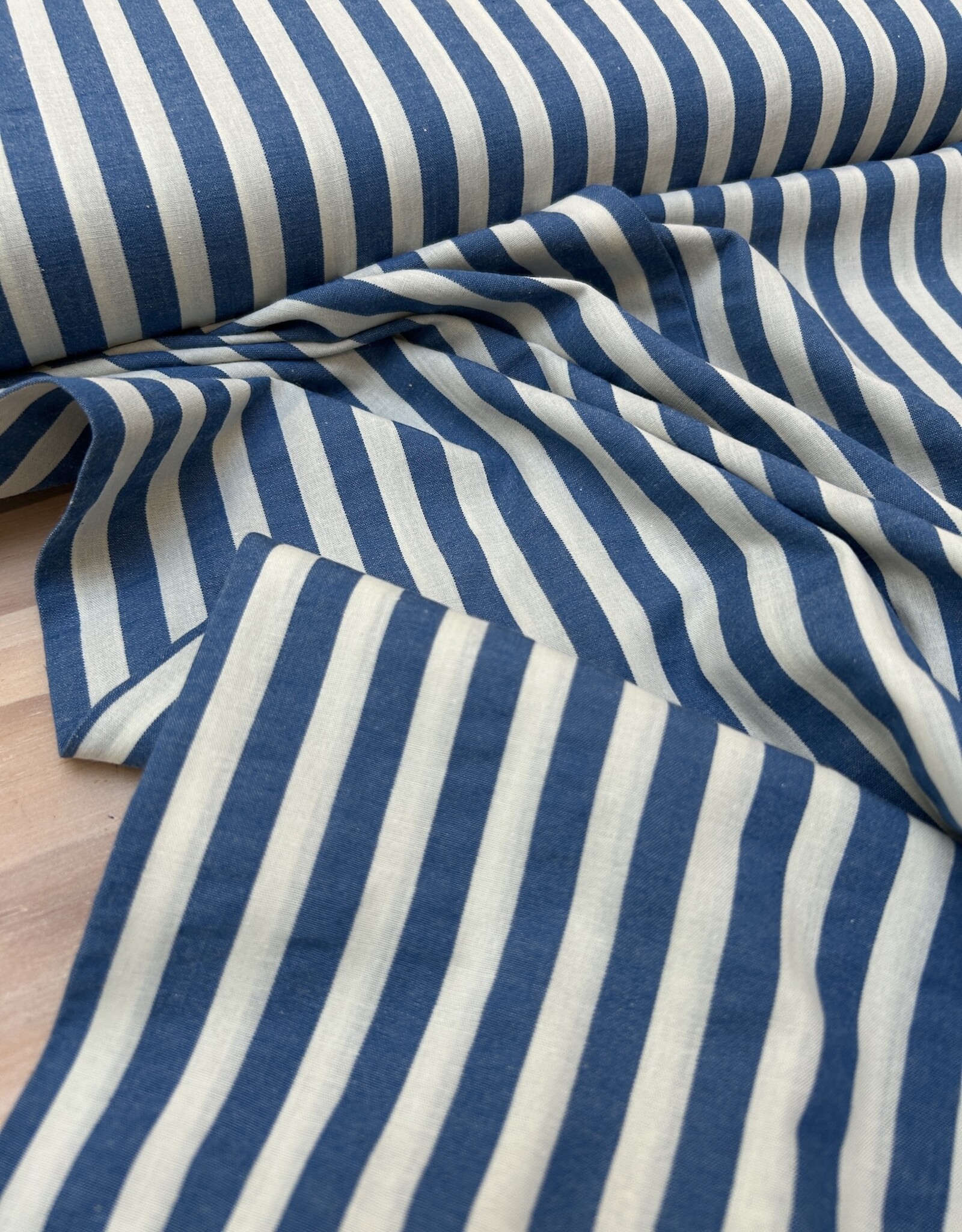Seersucker - Streep Blue