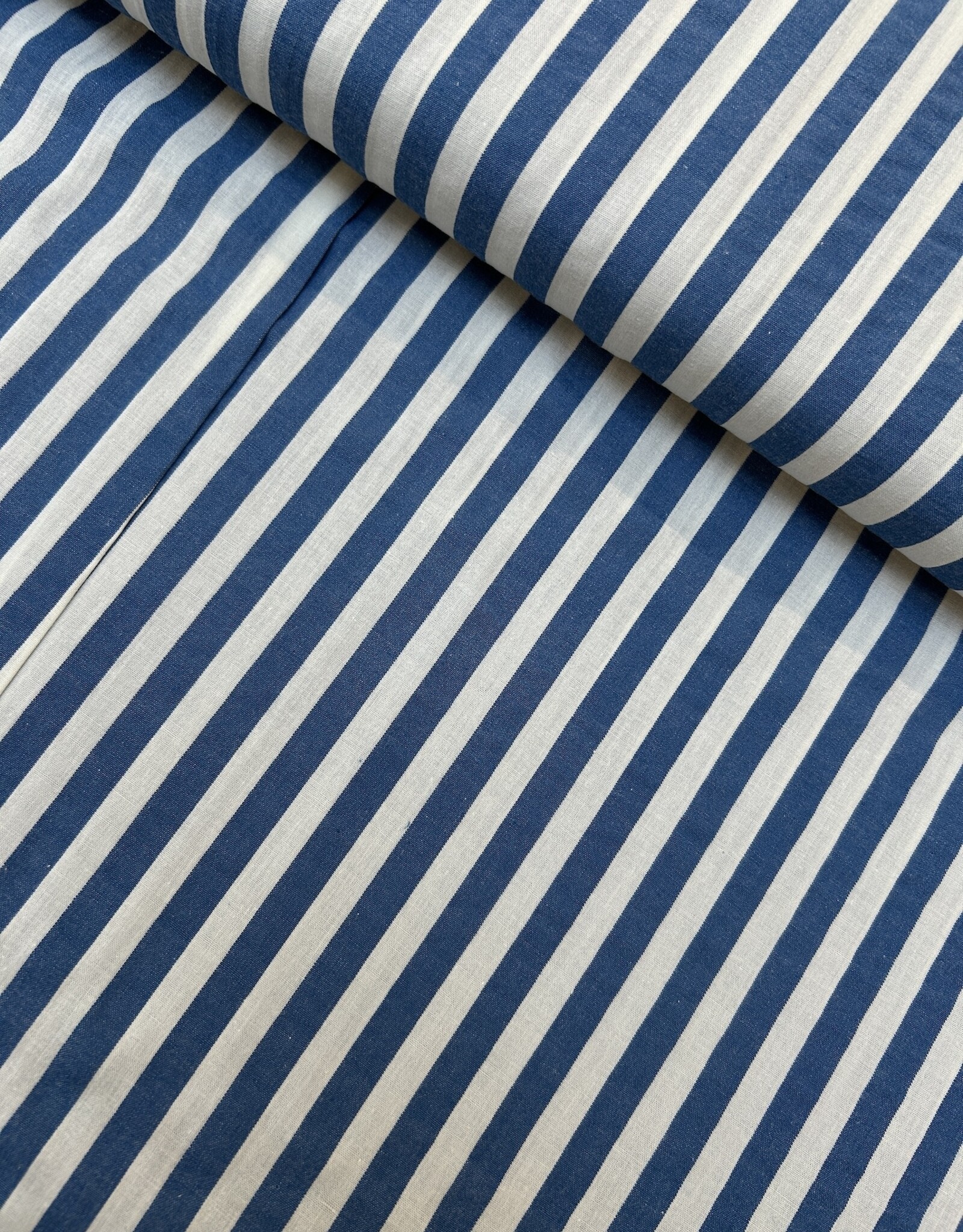 Seersucker - Streep Blue