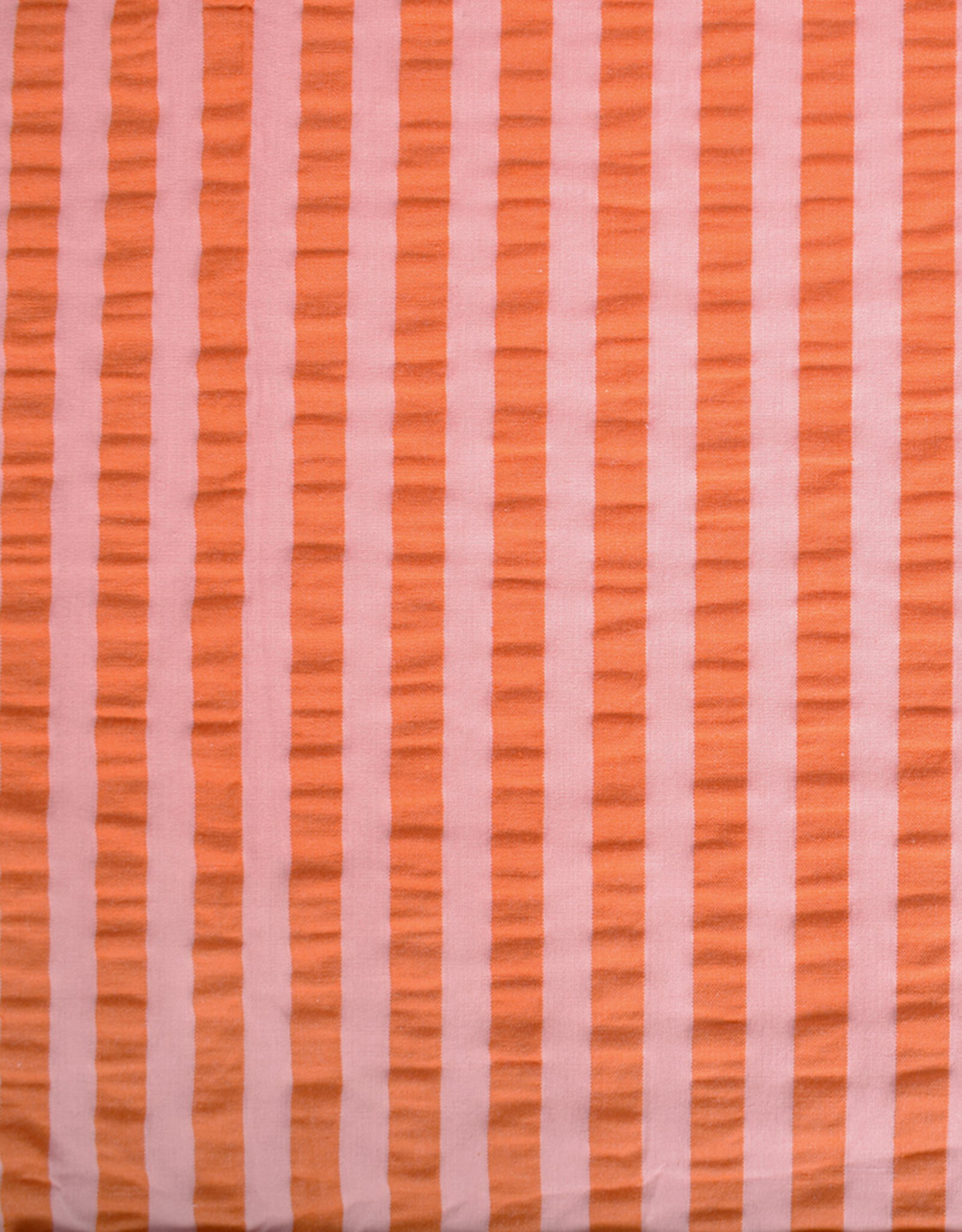 Seersucker - Streep Rose & Orange