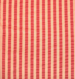 Seersucker - Streep Red & Peach