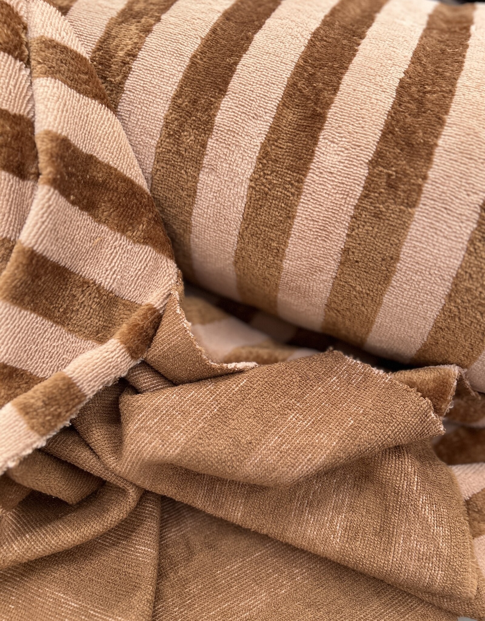 Badstof - Streep - Hazelnoot