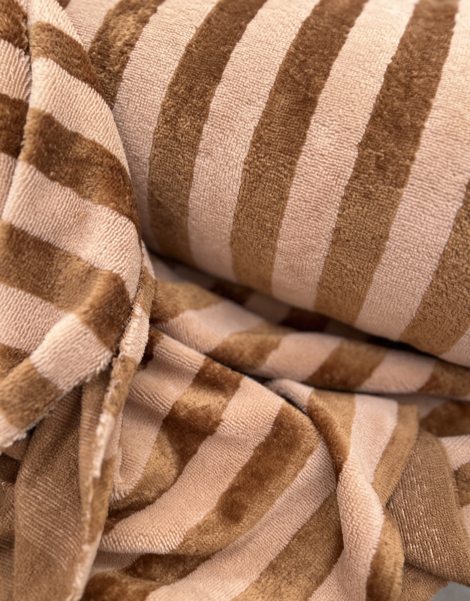 Badstof - Streep - Hazelnoot