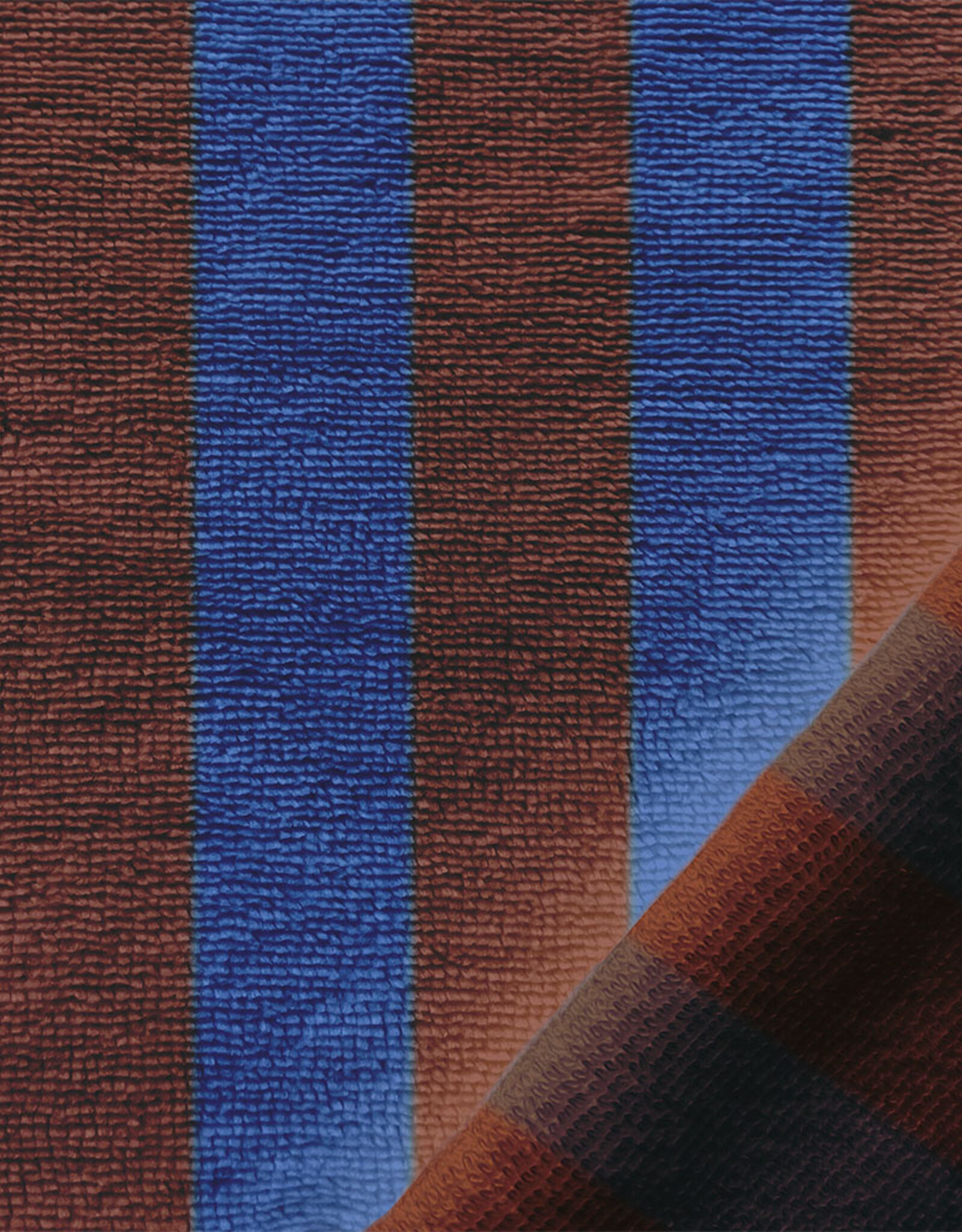 Badstof - Streep - kobalt en bruin