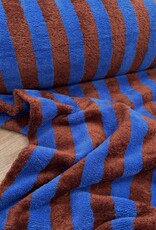 Badstof - Streep - kobalt en bruin