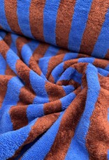 Badstof - Streep - kobalt en bruin