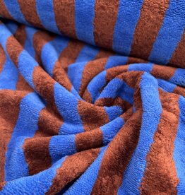 Badstof - Streep - kobalt en bruin