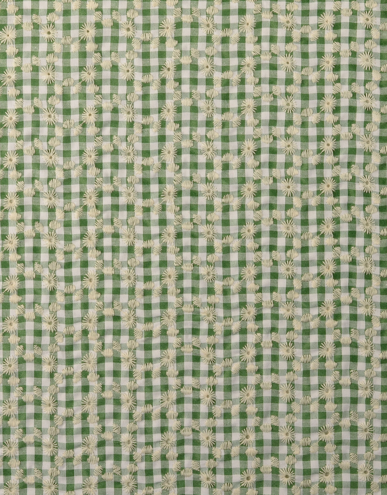 Katoen broderie - Vichy - Groen