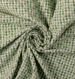 Katoen broderie - Vichy - Groen
