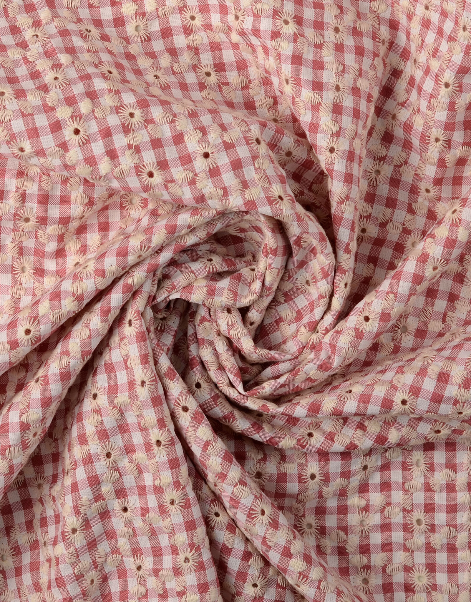 Katoen broderie - Vichy - Sienna