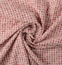 Katoen broderie - Vichy - Sienna