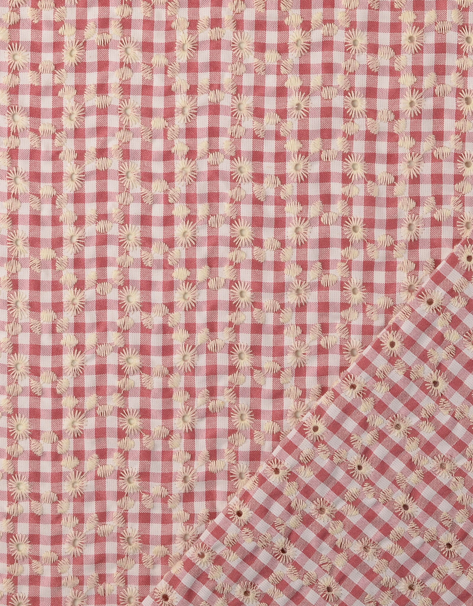 Katoen broderie - Vichy - Sienna