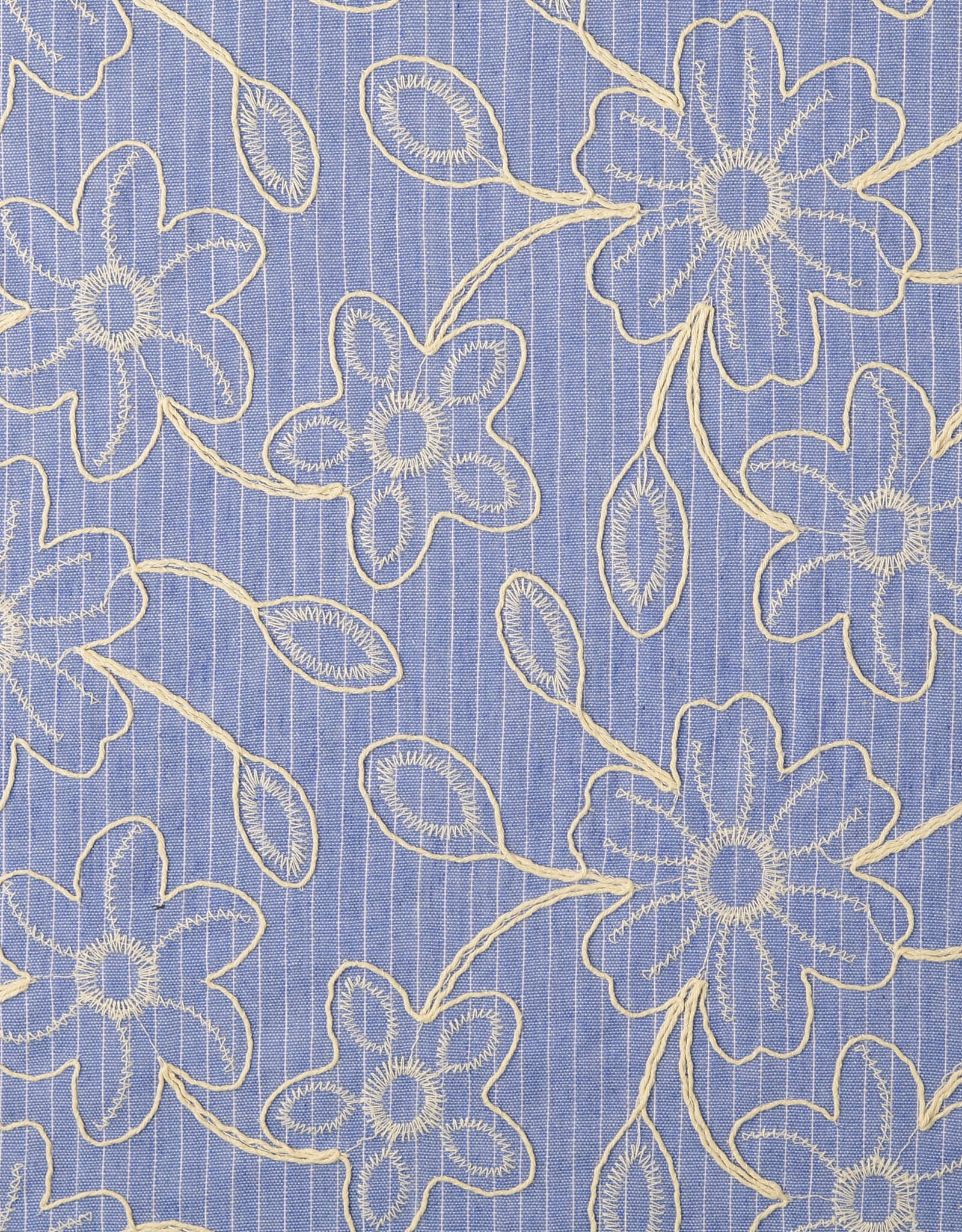 Katoen broderie - Denim Stripes
