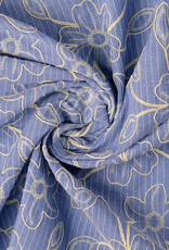 Katoen broderie - Denim Stripes