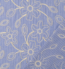 Katoen broderie - Denim Stripes
