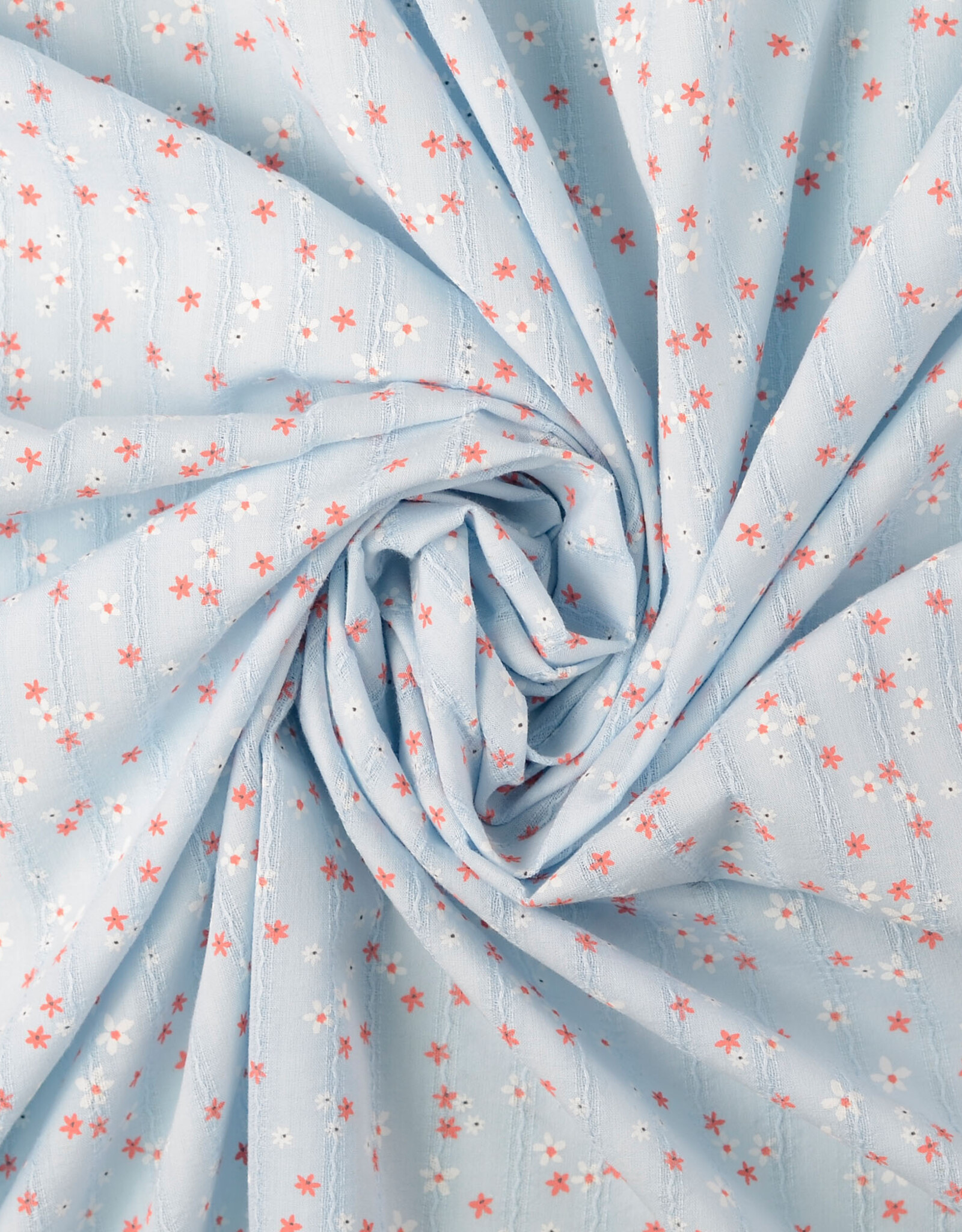 Voile katoen - Flowerfield - Blauw