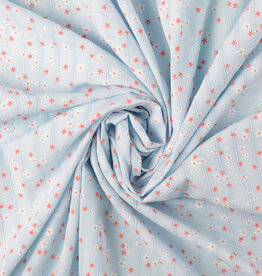 Voile katoen - Flowerfield - Blauw