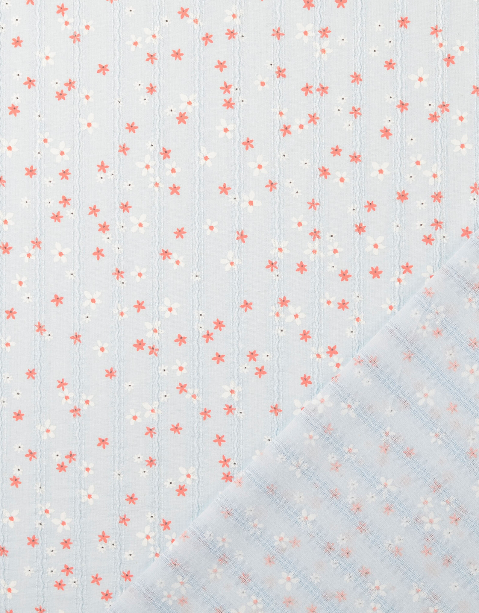 Voile katoen - Flowerfield - Blauw