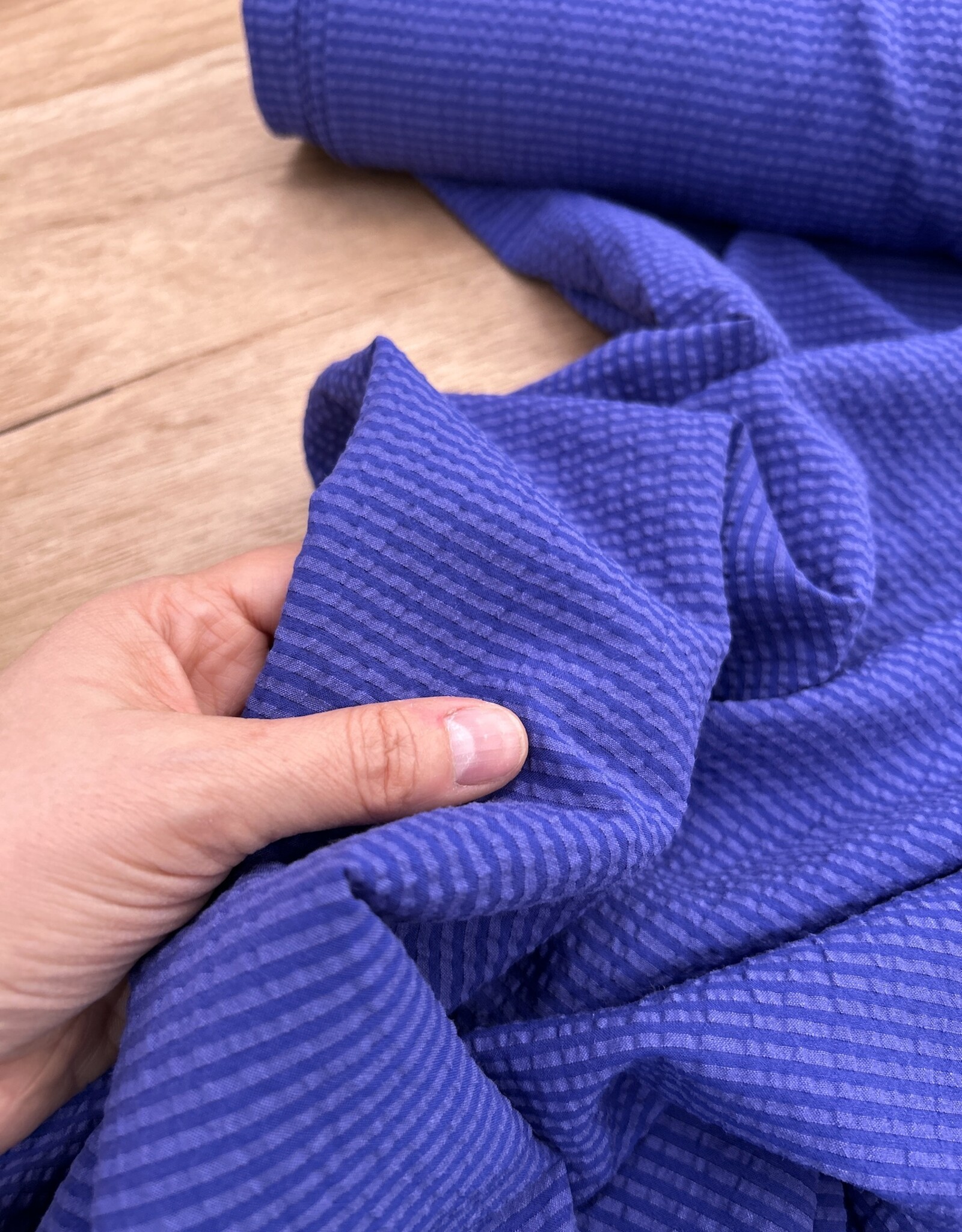 Comme ça Seersucker Kobalt