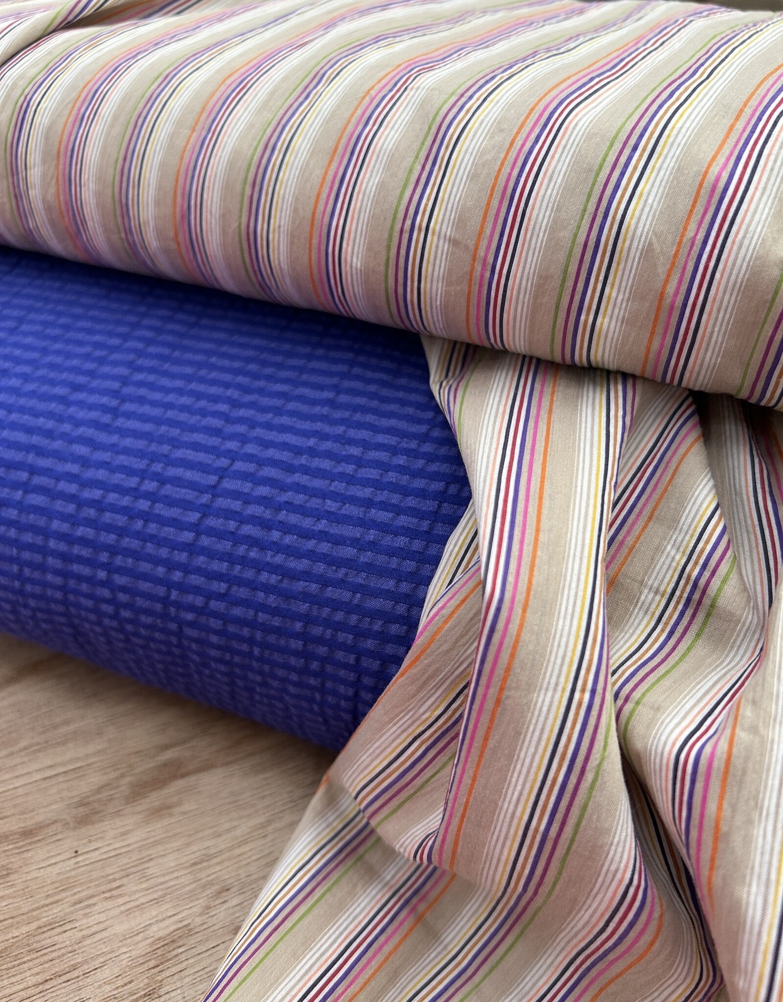 Comme ça Seersucker Kobalt