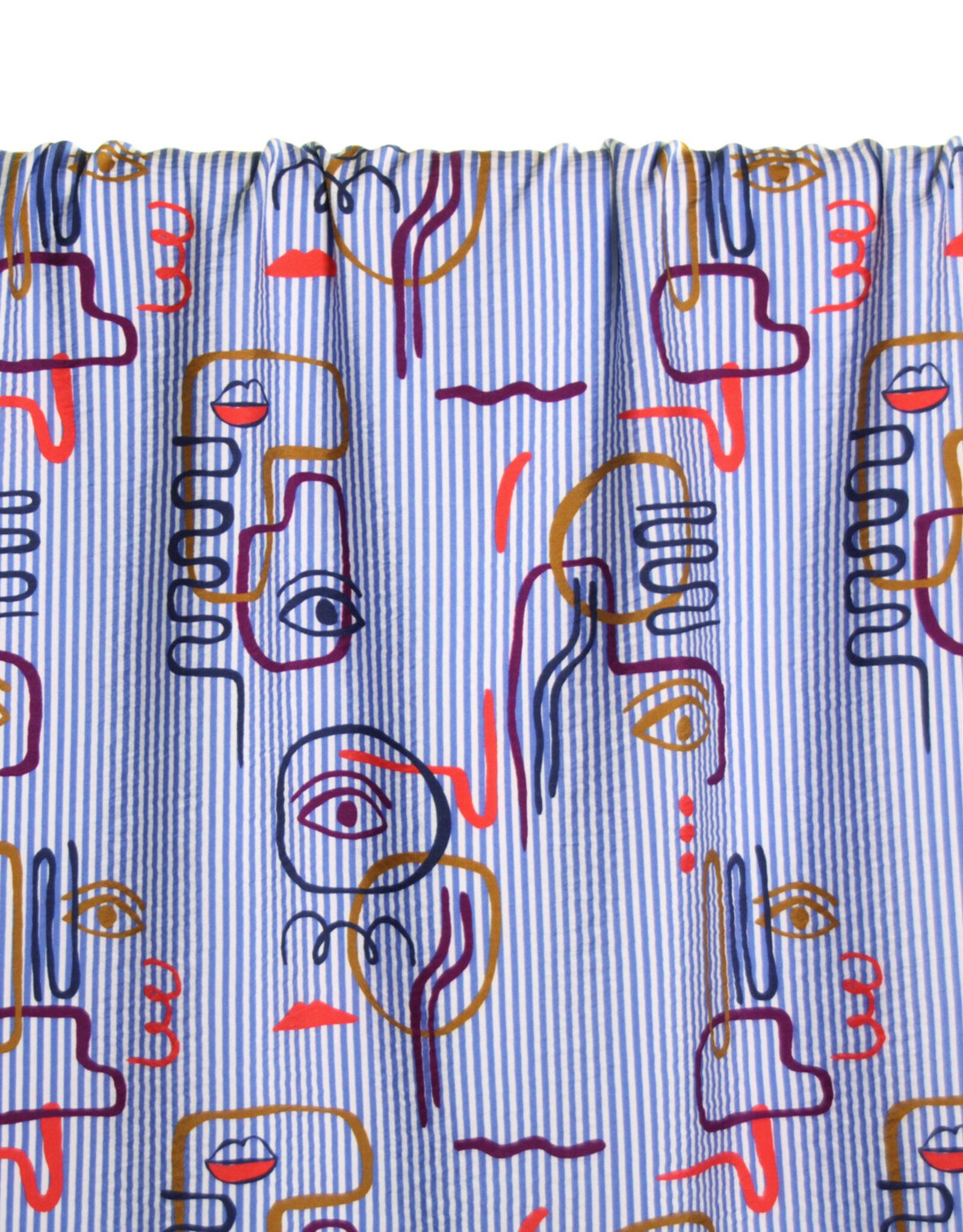 Atelier Jupe Viscose met witte en blauwe grafische textuur