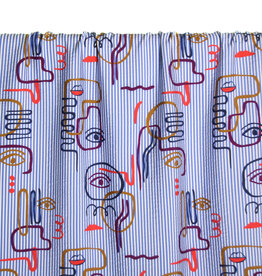 Atelier Jupe Viscose met witte en blauwe grafische textuur