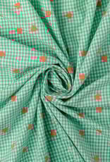 Katoen broderie - Hartjes Mint