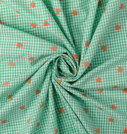 Katoen broderie - Hartjes Mint