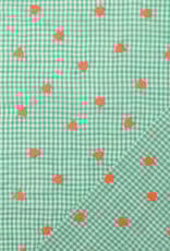 Katoen broderie - Hartjes Mint