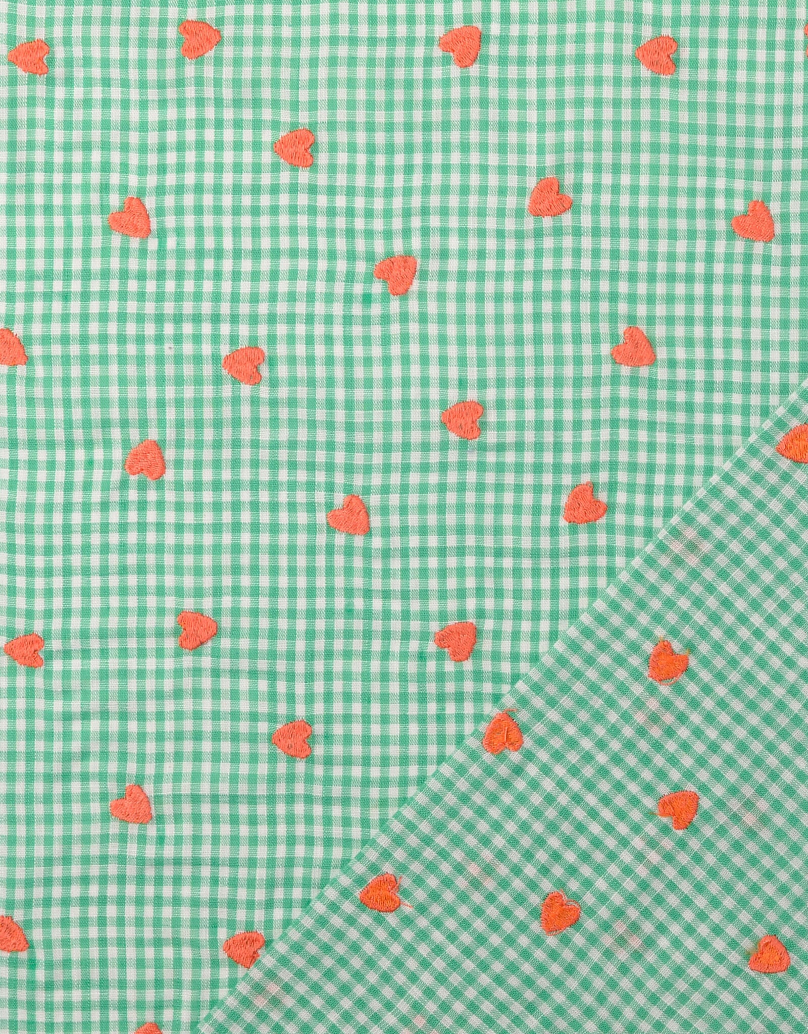 Katoen broderie - Hartjes Mint