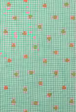 Katoen broderie - Hartjes Mint