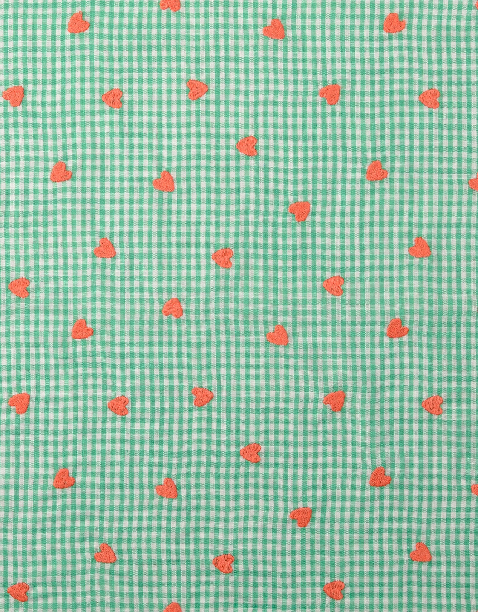 Katoen broderie - Hartjes Mint