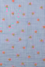 Katoen broderie - Hartjes Blauw