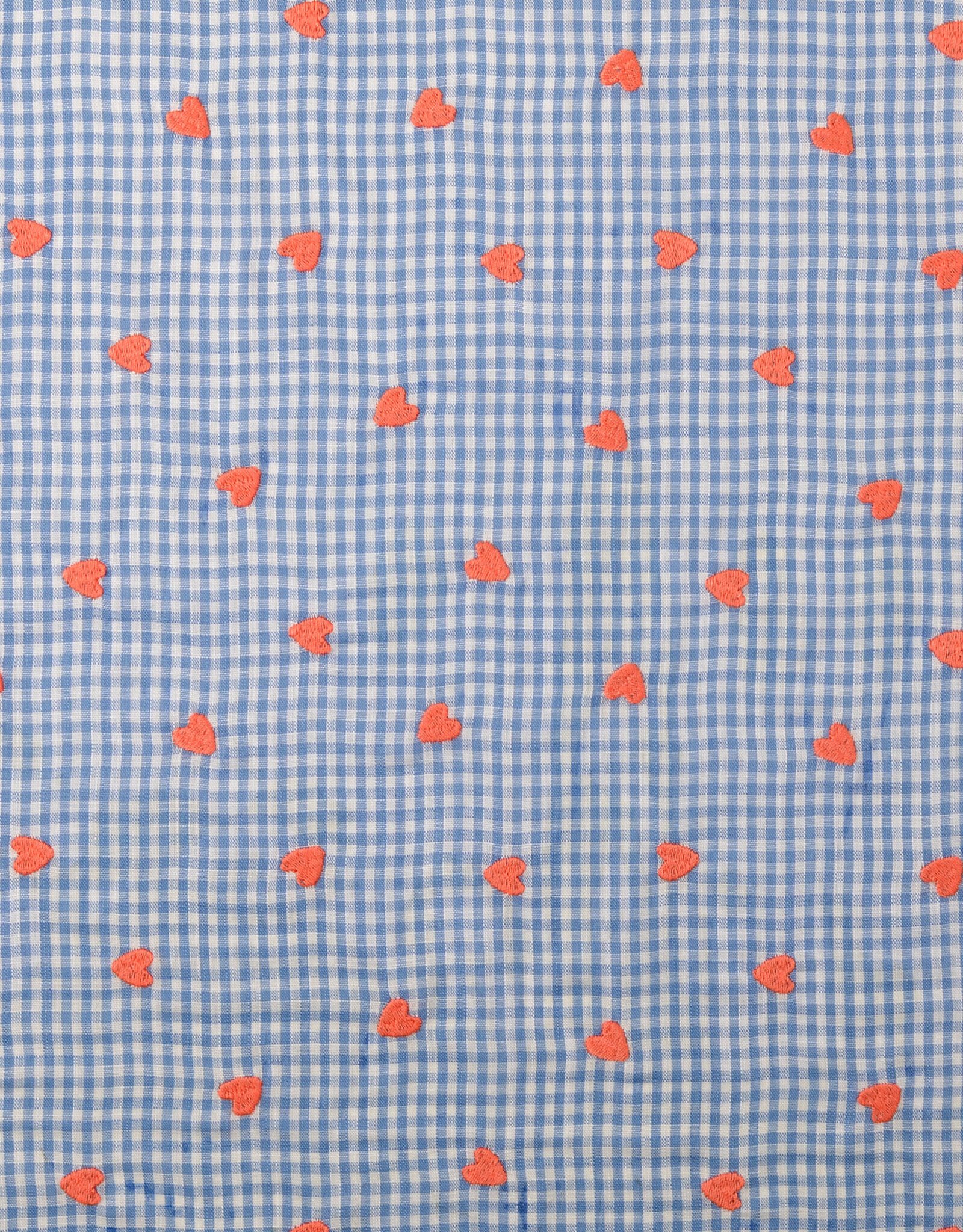 Katoen broderie - Hartjes Blauw