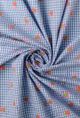 Katoen broderie - Hartjes Blauw