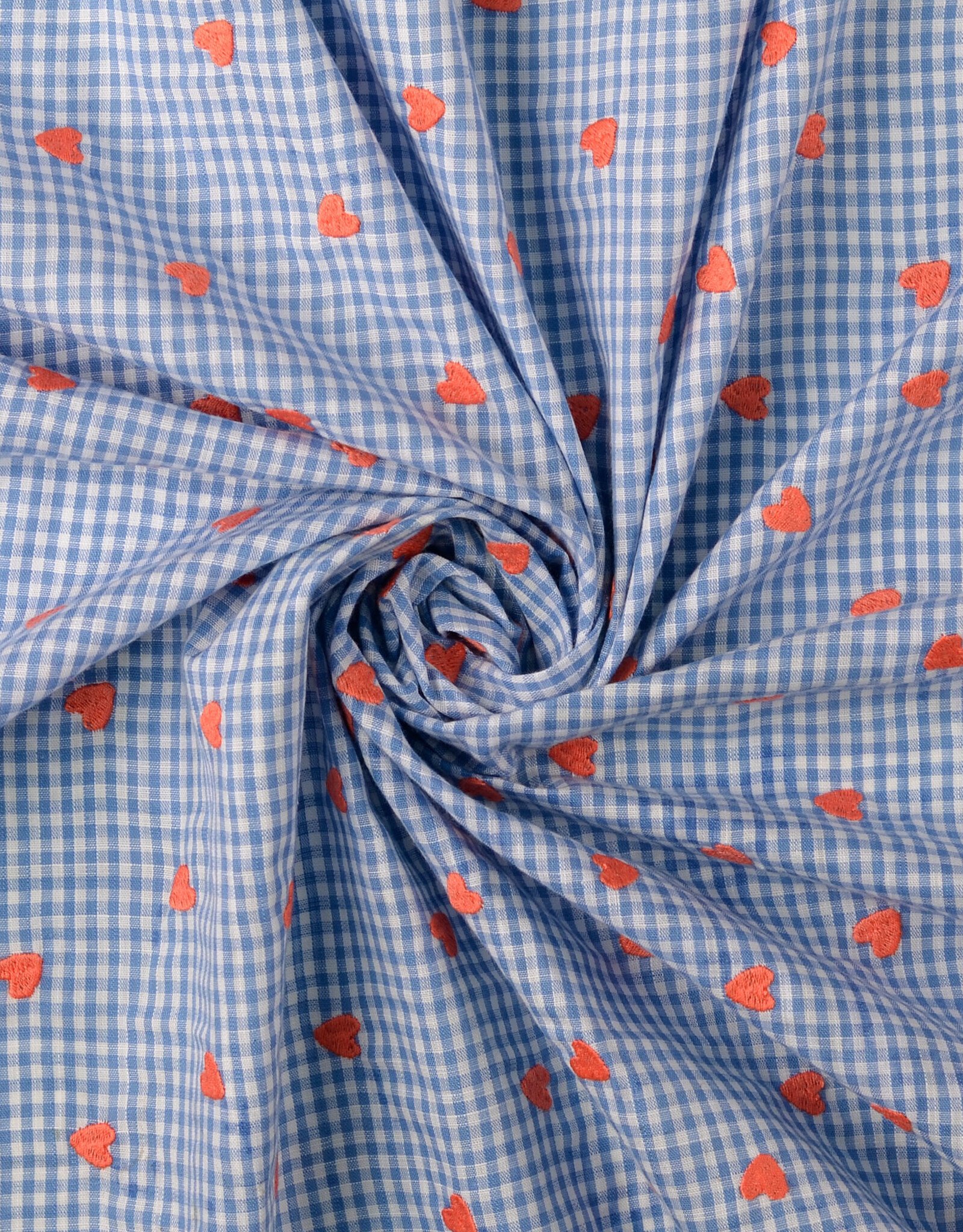 Katoen broderie - Hartjes Blauw