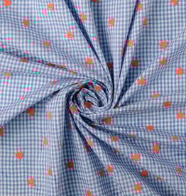 Katoen broderie - Hartjes Blauw