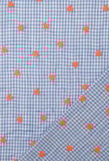 Katoen broderie - Hartjes Blauw