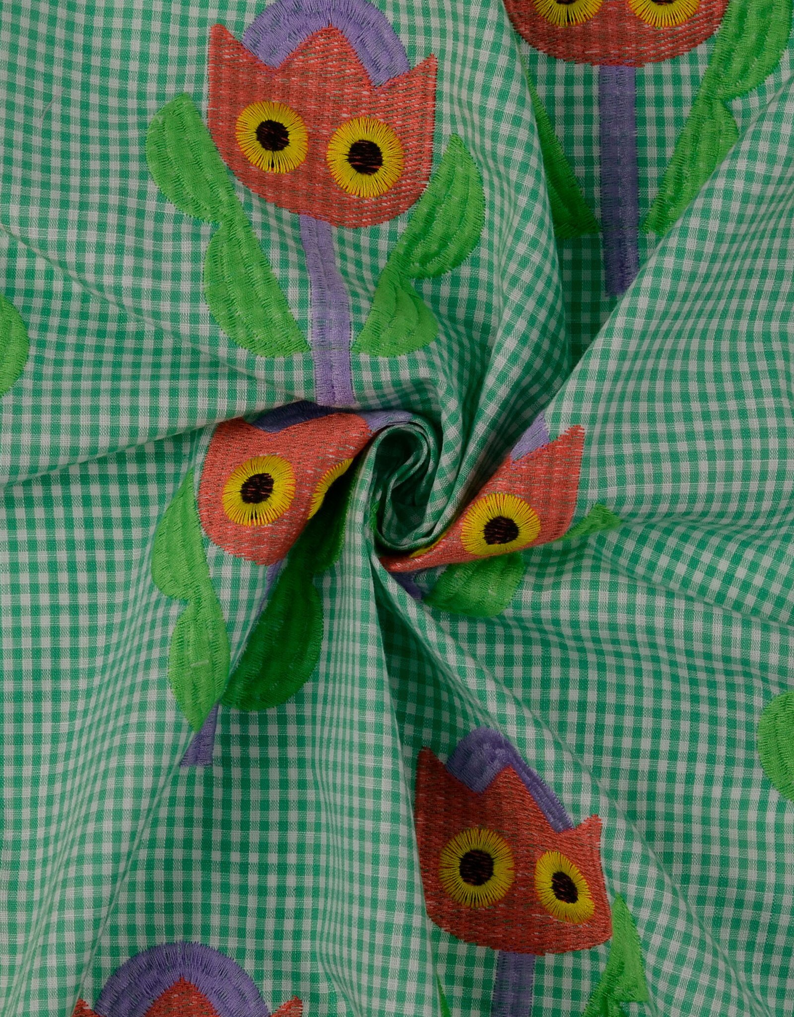 Katoen broderie - Tulip Groen