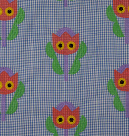 Katoen broderie - Tulip Blauw
