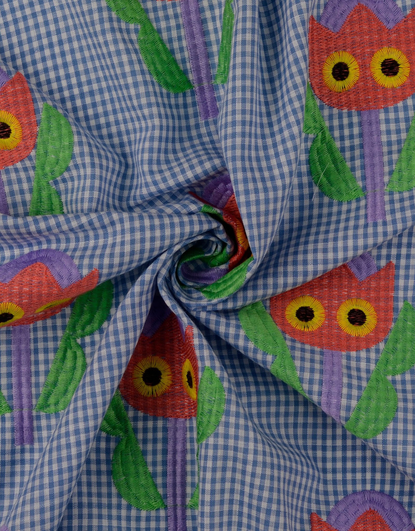 Katoen broderie - Tulip Blauw