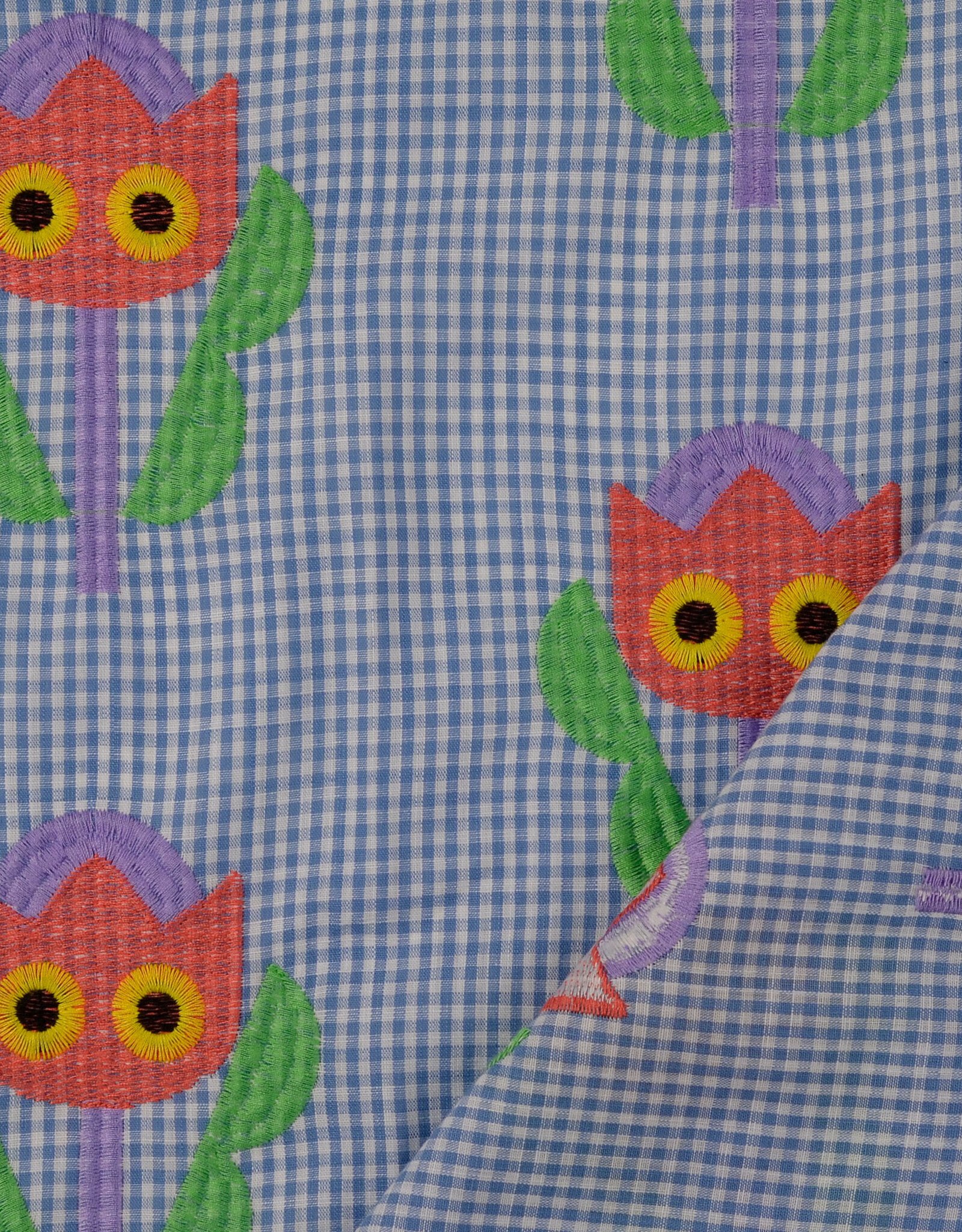 Katoen broderie - Tulip Blauw