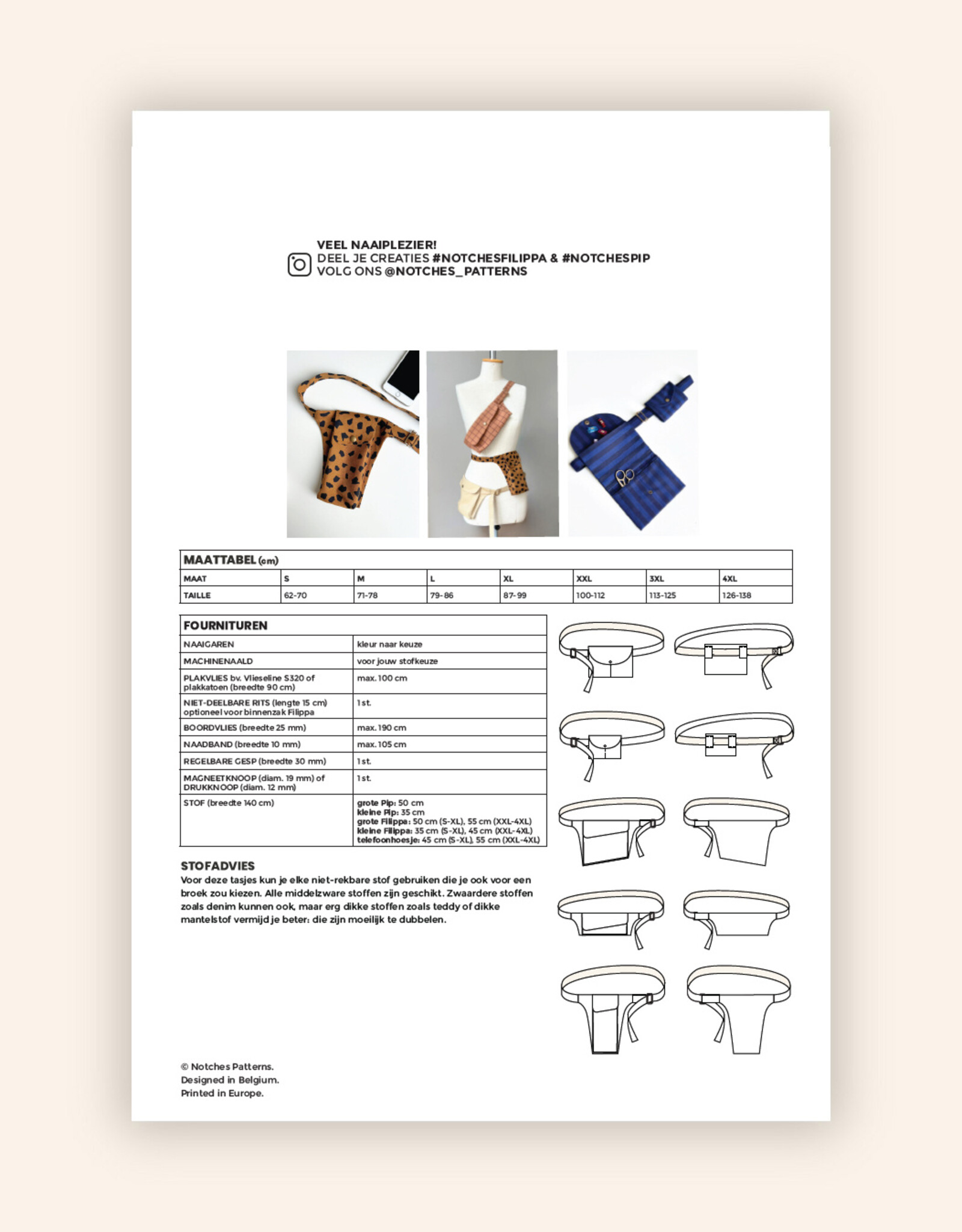 notches Patroon - FILIPPA tas
