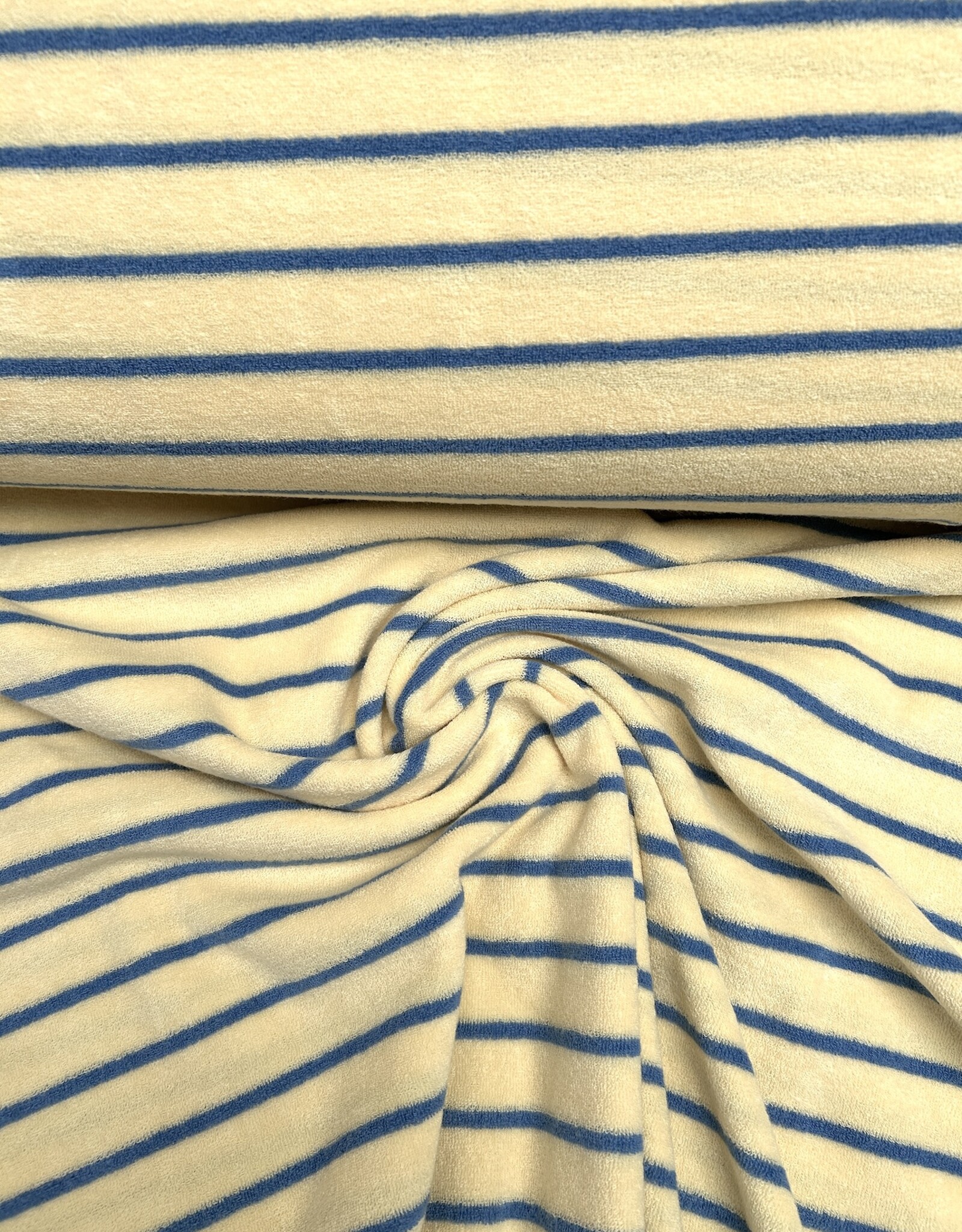 Spons met streep - Botergeel en blauw