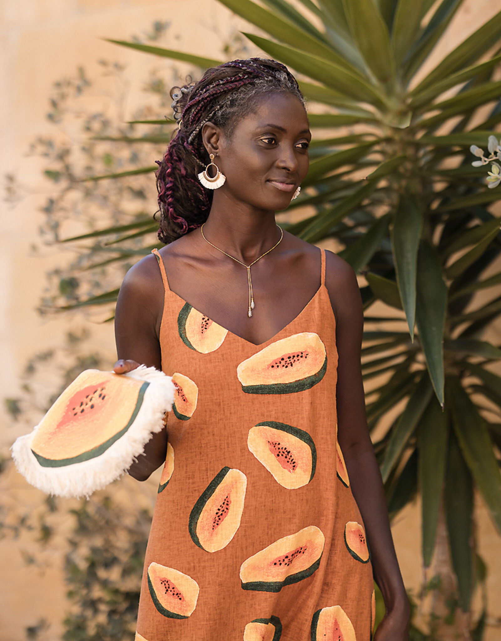 See You at Six Linen Viscose Blend - Papayas