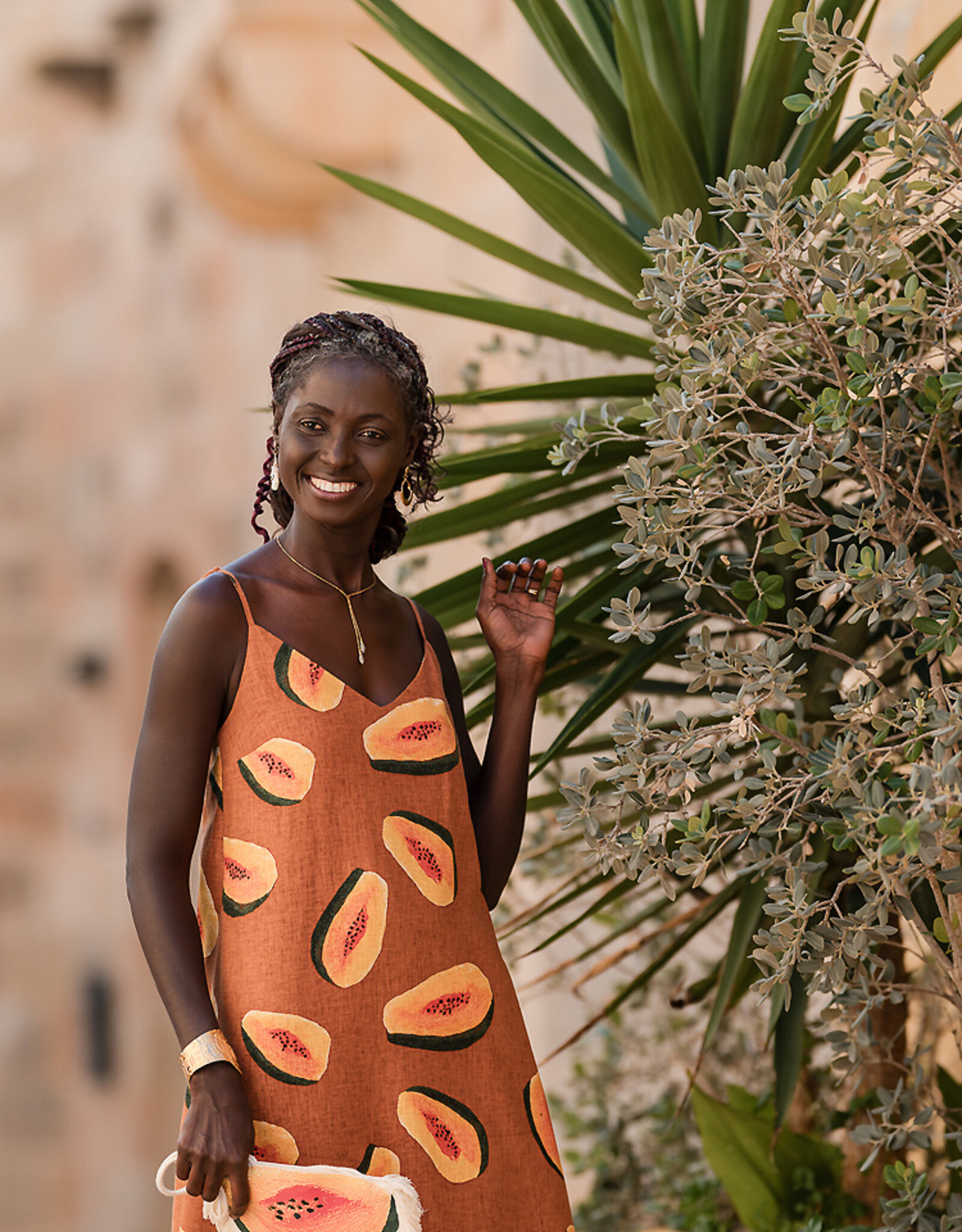 See You at Six Linen Viscose Blend - Papayas