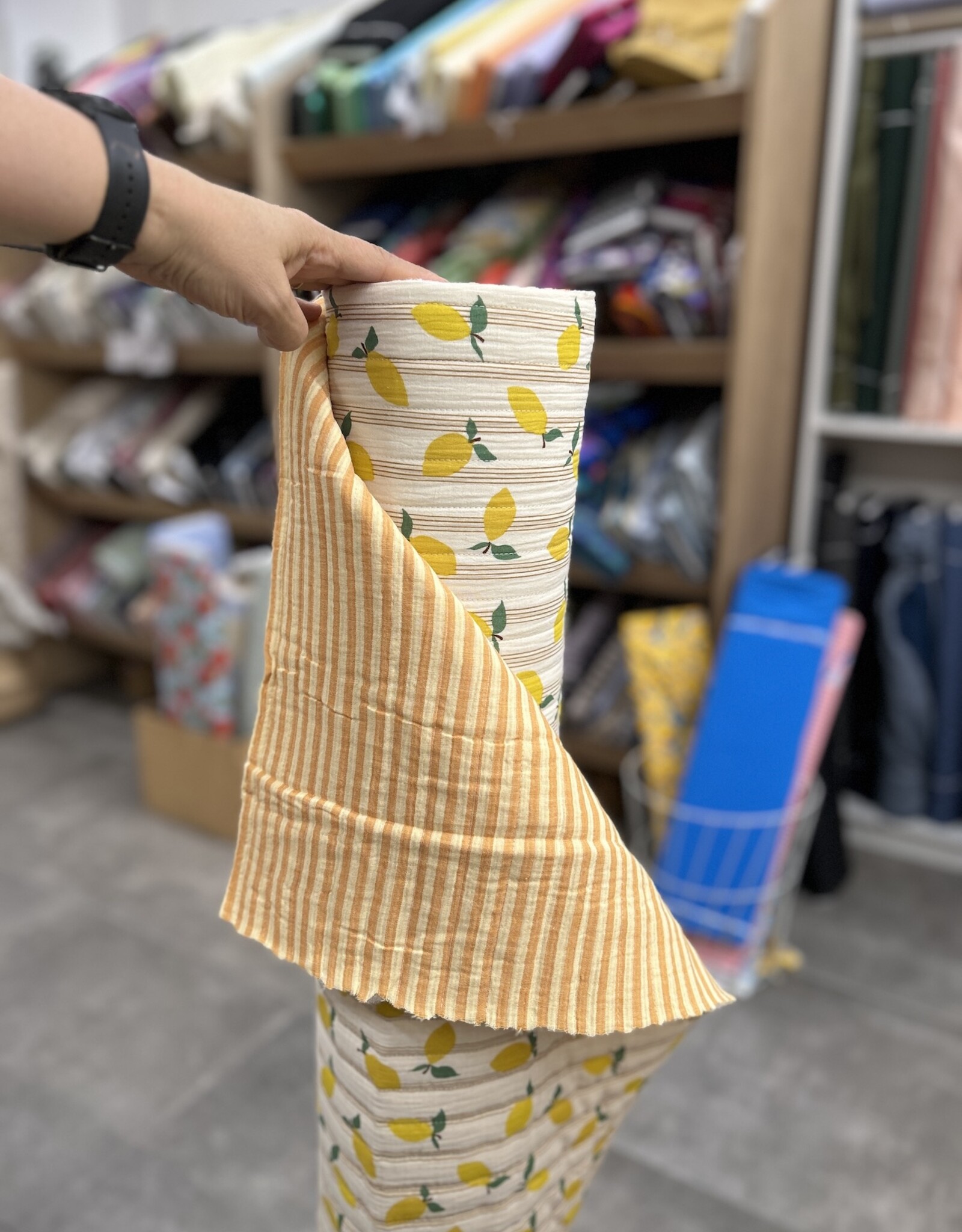 Stepper Double Gauze - Lemons & Stripes
