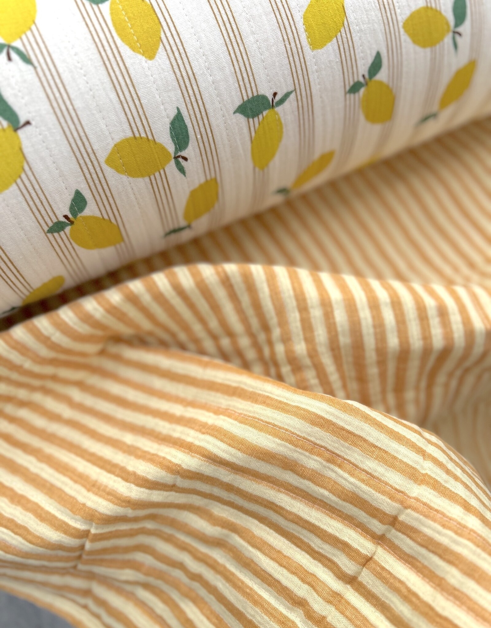 Stepper Double Gauze - Lemons & Stripes